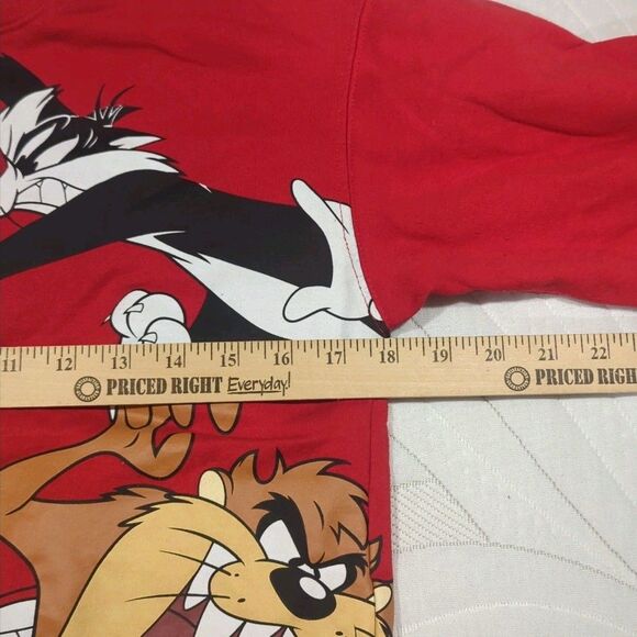 Looney Tunes Sweatshirt Unisex XS Red 90s Y2K Style Cartooncore Streetwear Crew - Picture 4 of 8